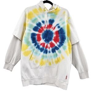 OFF DUTY by The Laundry Room Tie-Dye Long-sleeve Layered Hoodie Sweatshirt Sz XL